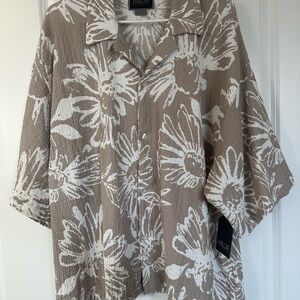 VALOR Men's Casual Button-Down Shirt in Taupe Floral